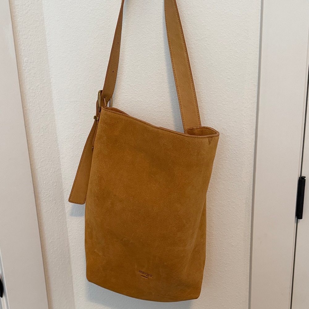 margot Tan Suede Bucket Shoulder Bag